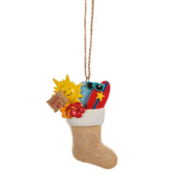 Sandy Beach Fun Filled Stockings Christmas Holiday Ornaments Set of 2 - Picture 2 of 6